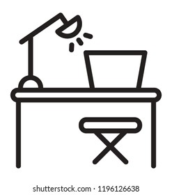 Chair and lamp with table denoting idea of Workstation