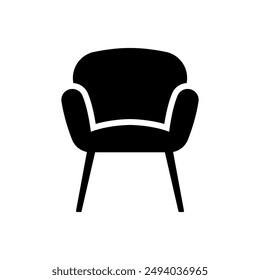Chair with legs icon. Armchair. Black silhouette. Front view. Vector simple flat graphic illustration. Isolated object on a white background. Isolate.