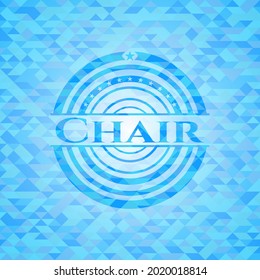 Chair light blue emblem. Mosaic background. 