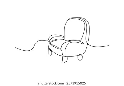Chair line art style vector illustration, Continuous single one line art drawing of minimalist modern sofa chair vector illustration, Armchairs collection in continuous single line drawing style.