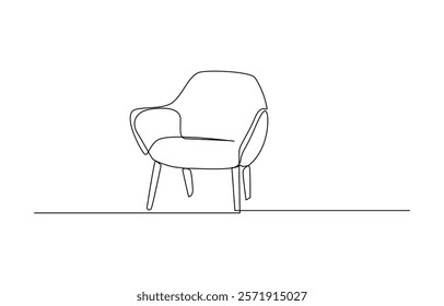 Chair line art style vector illustration, Continuous single one line art drawing of minimalist modern sofa chair vector illustration, Armchairs collection in continuous single line drawing style.