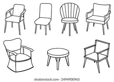 Chair line art stylish seating drawing