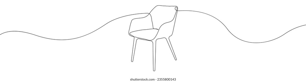 Chair line continuous drawing vector. One line A soft chair vector background. Armchair icon. Continuous outline of a stylish chair.