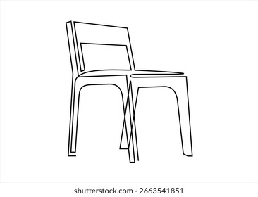 Chair line continuous drawing vector. One line A soft chair vector background. Armchair icon. Continuous outline of a stylish chair.	