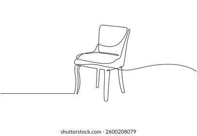 Chair line icon. continuous line style. simple style chair shape illustration, Single line drawing for Living room with modern furniture. Editable stroke. Handdraw contour. Doodle vector.