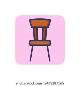 Icono de línea de silla. Equipo, asiento, taburete. Interior del hogar, muebles, concepto de estar. Ilustración vectorial, elemento simbólico para Diseño web y App