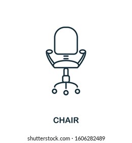 Chair line icon. Thin design style from office tools icon collection. Simple chair icon for infographics and templates.