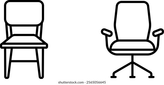 "Chair Line Icons: Stylish Vector Set for Furniture, Home Decor, and Interior Design"