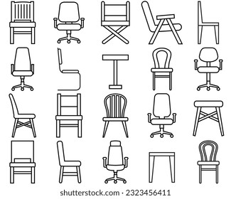 Chair line set icon, furniture logo vector