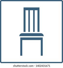 Chair line vector icon in a square frame isolated on a white background