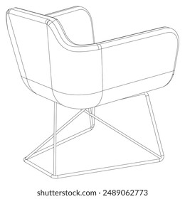 Ilustración vectorial Chair Line. Diferentes vistas de la silla moderna, ideal para el diseño de muebles y conceptos de interior 