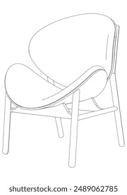 Chair Line Vector Illustration. Different Views of Modern Chair, Ideal for Furniture Design and Interior Concepts 