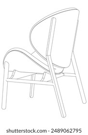 Chair Line Vector Illustration. Different Views of Modern Chair, Ideal for Furniture Design and Interior Concepts 