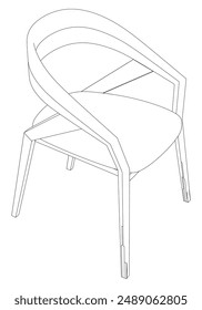Ilustración vectorial Chair Line. Diferentes vistas de la silla moderna, ideal para el diseño de muebles y conceptos de interior 