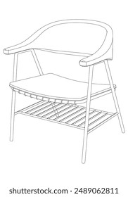 Chair Line Vector Illustration. Different Views of Modern Chair, Ideal for Furniture Design and Interior Concepts 