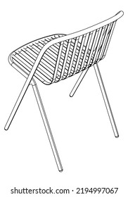 Ilustración vectorial de la línea de la silla, aislada en fondo blanco