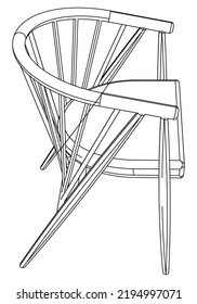 Chair line vector illustration, isolated on white background