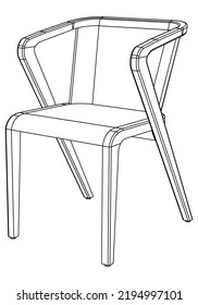 Chair line vector illustration, isolated on white background