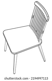 Chair line vector illustration, isolated on white background