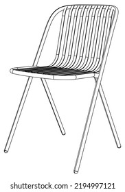 Ilustración vectorial de la línea de la silla, aislada en fondo blanco