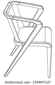 Chair line vector illustration, isolated on white background