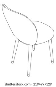 Ilustración vectorial de la línea de la silla, aislada en fondo blanco