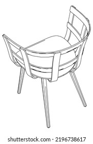 Chair line vector illustration, isolated on white background