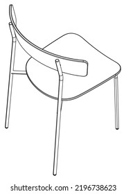 Chair line vector illustration, isolated on white background
