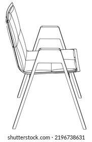 Ilustración vectorial de la línea de la silla, aislada en fondo blanco