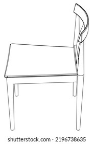 Ilustración vectorial de la línea de la silla, aislada en fondo blanco
