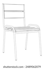 Ilustración vectorial Chair Line.  Conjunto de diferentes vistas de la silla moderna con Elementos de diseño detallados, ideal para el diseño de muebles y conceptos de interior