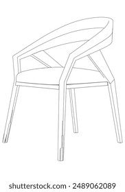 Chair Line Vector Illustration.  Set of Different Views of Modern Chair with Detailed Design Elements, Ideal for Furniture Design and Interior Concepts