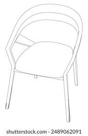 Chair Line Vector Illustration.  Set of Different Views of Modern Chair with Detailed Design Elements, Ideal for Furniture Design and Interior Concepts