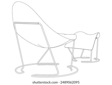Chair Line Vector Illustration.  Set of Different Views of Modern Chair with Detailed Design Elements, Ideal for Furniture Design and Interior Concepts