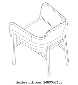 Chair Line Vector Illustration.  Set of Different Views of Modern Chair with Detailed Design Elements, Ideal for Furniture Design and Interior Concepts