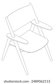 Ilustración vectorial Chair Line.  Conjunto de diferentes vistas de la silla moderna con Elementos de diseño detallados, ideal para el diseño de muebles y conceptos de interior