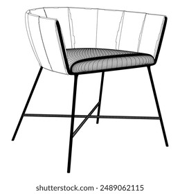 Chair Line Vector Illustration.  Set of Different Views of Modern Chair with Detailed Design Elements, Ideal for Furniture Design and Interior Concepts