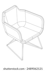 Chair Line Vector Illustration.  Set of Different Views of Modern Chair with Detailed Design Elements, Ideal for Furniture Design and Interior Concepts