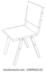 Ilustración vectorial Chair Line.  Conjunto de diferentes vistas de la silla moderna con Elementos de diseño detallados, ideal para el diseño de muebles y conceptos de interior