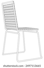 Ilustración vectorial de la línea de la silla.  Conjunto de diferentes vistas de la silla moderna con Elementos de diseño detallados, ideal para el diseño de muebles y conceptos de interiores