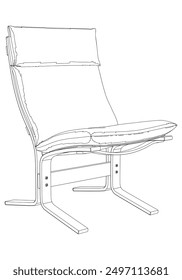 Chair Line Vector Illustration.  Set of Different Views of Modern Chair with Detailed Design Elements, Ideal for Furniture Design and Interior Concepts