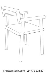 Chair Line Vector Illustration.  Set of Different Views of Modern Chair with Detailed Design Elements, Ideal for Furniture Design and Interior Concepts