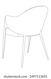 Ilustración vectorial de la línea de la silla.  Conjunto de diferentes vistas de la silla moderna con Elementos de diseño detallados, ideal para el diseño de muebles y conceptos de interiores