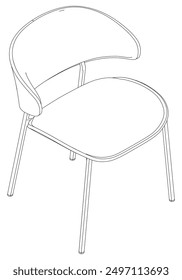 Chair Line Vector Illustration.  Set of Different Views of Modern Chair with Detailed Design Elements, Ideal for Furniture Design and Interior Concepts