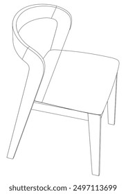 Chair Line Vector Illustration.  Set of Different Views of Modern Chair with Detailed Design Elements, Ideal for Furniture Design and Interior Concepts