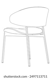 Chair Line Vector Illustration.  Set of Different Views of Modern Chair with Detailed Design Elements, Ideal for Furniture Design and Interior Concepts