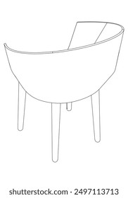 Chair Line Vector Illustration.  Set of Different Views of Modern Chair with Detailed Design Elements, Ideal for Furniture Design and Interior Concepts