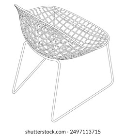 Chair Line Vector Illustration.  Set of Different Views of Modern Chair with Detailed Design Elements, Ideal for Furniture Design and Interior Concepts