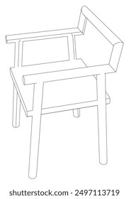 Ilustración vectorial de la línea de la silla.  Conjunto de diferentes vistas de la silla moderna con Elementos de diseño detallados, ideal para el diseño de muebles y conceptos de interiores