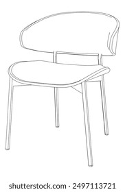 Chair Line Vector Illustration.  Set of Different Views of Modern Chair with Detailed Design Elements, Ideal for Furniture Design and Interior Concepts
